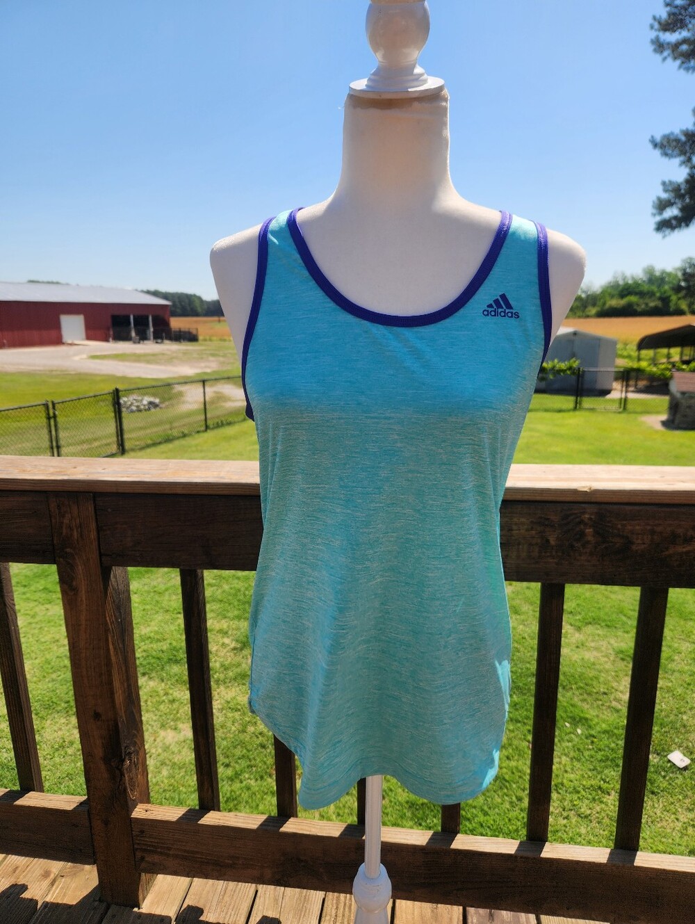 Adidas aqua blue green racer back tank small